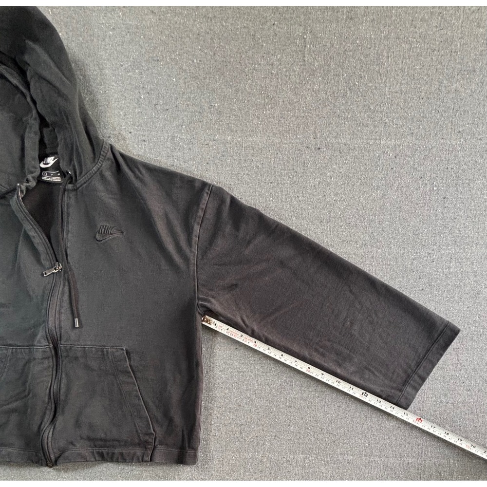 Nike Sportswear Full Zip Hoodie Womens Small Black Cropped Cotton - Picture 7 of 9